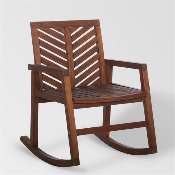 Walker Edison Furniture Outdoor Chevron Rocking Chair; Dark Brown - 35 x 31 x 24 in. OWVINRCDB